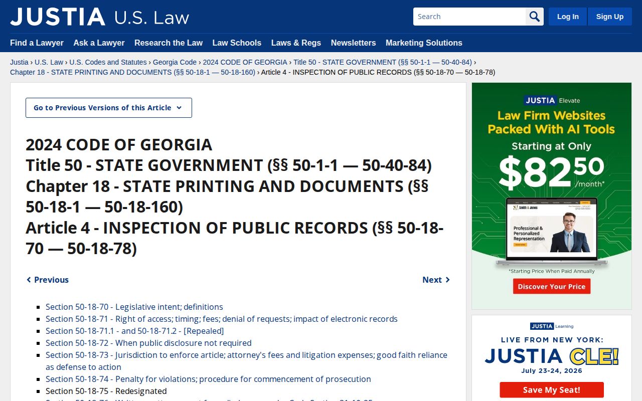 Georgia Open Records Act source for Sumter County 24-hour release records